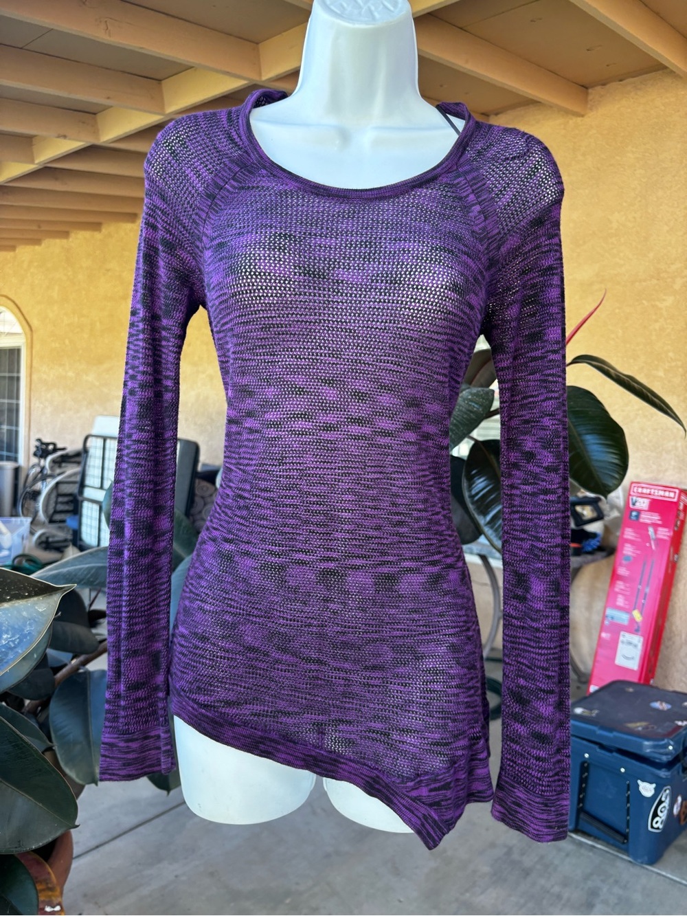 Marled Purple Long Sleeve Scoop Neck Knit Top